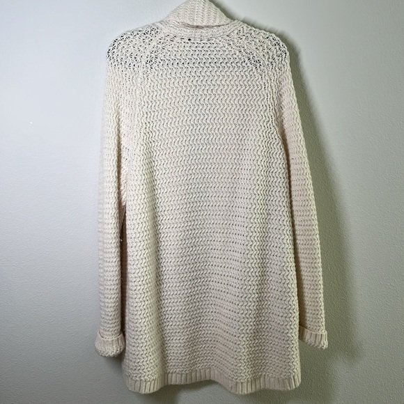 Ann Taylor Cream Textured Knit Alpaca Merino Wool Cardigan XL Open Front Cozy - Picture 7 of 9